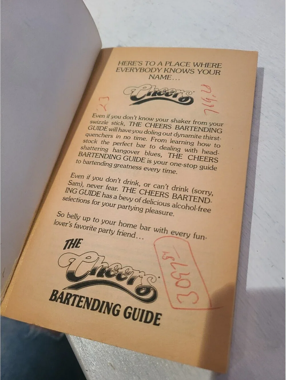 The Cheers Bartending Guide 1986 1st Edition Avon Books Vintage Paperback
